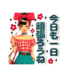 おしゃれなレトロモダンガールVer.赤（個別スタンプ：31）