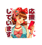 おしゃれなレトロモダンガールVer.赤（個別スタンプ：36）