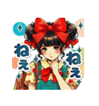 おしゃれなレトロモダンガールVer.赤（個別スタンプ：37）