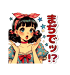 おしゃれなレトロモダンガールVer.赤（個別スタンプ：38）