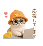 スコティッシュ猫 可愛いみかんハット 敬語（個別スタンプ：19）