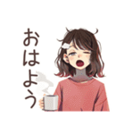 毎日挨拶♡ちょうどいい女性（個別スタンプ：3）
