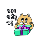 月猫の冬物語(韓国語 - タイ語)（個別スタンプ：9）