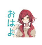 自己肯定感低め★普段着赤髪女子（個別スタンプ：2）