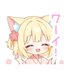 浴衣のブロンド猫の女の子スタンプ（個別スタンプ：11）