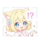 浴衣のブロンド猫の女の子スタンプ（個別スタンプ：22）