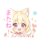 浴衣のブロンド猫の女の子スタンプ（個別スタンプ：40）