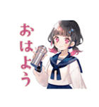 勉強会★集合と持ち物確認★制服の女の子（個別スタンプ：2）