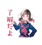 勉強会★集合と持ち物確認★制服の女の子（個別スタンプ：15）