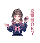 勉強会★集合と持ち物確認★制服の女の子（個別スタンプ：18）