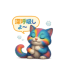 幸運を呼ぶ虹色ハッピー猫！応援・励まし系（個別スタンプ：10）