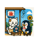 白猫とペンギン夏まつり大勝負！【第二弾】（個別スタンプ：9）