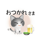 色々な猫6-1 短毛-立ち耳-グレー白（個別スタンプ：40）