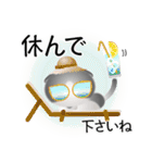 色々な猫6-2 短毛-垂れ耳-グレー白（個別スタンプ：13）