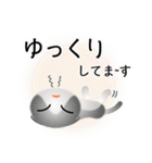 色々な猫6-2 短毛-垂れ耳-グレー白（個別スタンプ：18）