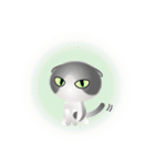 色々な猫6-2 短毛-垂れ耳-グレー白（個別スタンプ：37）