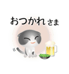 色々な猫6-2 短毛-垂れ耳-グレー白（個別スタンプ：40）