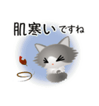 色々な猫6-3 長毛-立ち耳-グレー白（個別スタンプ：22）