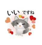 色々な猫6-3 長毛-立ち耳-グレー白（個別スタンプ：24）