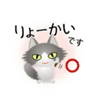 色々な猫6-3 長毛-立ち耳-グレー白（個別スタンプ：27）