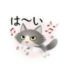 色々な猫6-3 長毛-立ち耳-グレー白（個別スタンプ：29）