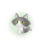 色々な猫6-3 長毛-立ち耳-グレー白（個別スタンプ：37）