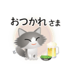色々な猫6-3 長毛-立ち耳-グレー白（個別スタンプ：40）