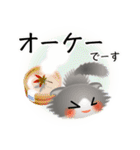 色々な猫6-4 長毛-垂れ耳-グレー白（個別スタンプ：28）