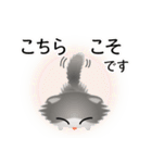 色々な猫6-4 長毛-垂れ耳-グレー白（個別スタンプ：32）