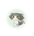 色々な猫6-4 長毛-垂れ耳-グレー白（個別スタンプ：37）