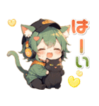 残暑 猛暑 夏♡猫耳ガールとネコ（個別スタンプ：2）