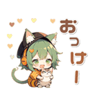 残暑 猛暑 夏♡猫耳ガールとネコ（個別スタンプ：3）
