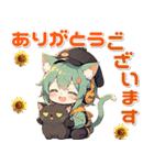 残暑 猛暑 夏♡猫耳ガールとネコ（個別スタンプ：5）
