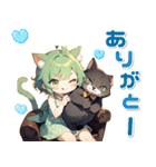 残暑 猛暑 夏♡猫耳ガールとネコ（個別スタンプ：6）