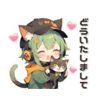 残暑 猛暑 夏♡猫耳ガールとネコ（個別スタンプ：7）