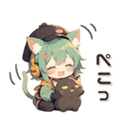 残暑 猛暑 夏♡猫耳ガールとネコ（個別スタンプ：8）
