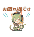 残暑 猛暑 夏♡猫耳ガールとネコ（個別スタンプ：10）