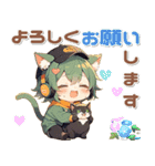 残暑 猛暑 夏♡猫耳ガールとネコ（個別スタンプ：20）