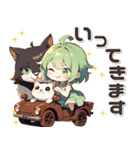 残暑 猛暑 夏♡猫耳ガールとネコ（個別スタンプ：24）