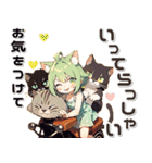 残暑 猛暑 夏♡猫耳ガールとネコ（個別スタンプ：25）