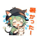 残暑 猛暑 夏♡猫耳ガールとネコ（個別スタンプ：28）