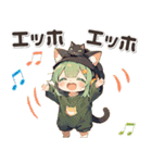 残暑 猛暑 夏♡猫耳ガールとネコ（個別スタンプ：32）