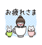飛び出す♡お団子ヘアの女の子のスタンプ（個別スタンプ：4）