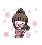 飛び出す♡お団子ヘアの女の子のスタンプ（個別スタンプ：14）