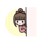 飛び出す♡お団子ヘアの女の子のスタンプ（個別スタンプ：19）