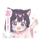 浴衣の黒猫の女の子スタンプ（個別スタンプ：16）