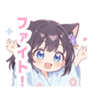 浴衣の黒猫の女の子スタンプ（個別スタンプ：18）