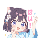 浴衣の黒猫の女の子スタンプ（個別スタンプ：21）