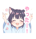浴衣の黒猫の女の子スタンプ（個別スタンプ：22）