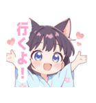 浴衣の黒猫の女の子スタンプ（個別スタンプ：28）